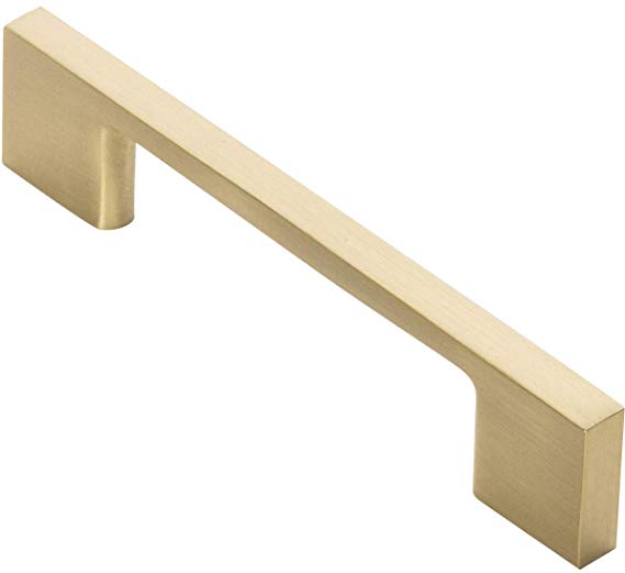 Southern Hills Brushed Brass Cabinet Handles - 5.1 Inches Total Length - 3.75 Inch Screw Spacing - Satin Brass Drawer Pulls - Pack of 5 - Modern Kitchen and Vanity Cabinet Hardware - SH3229-96-BRS-5