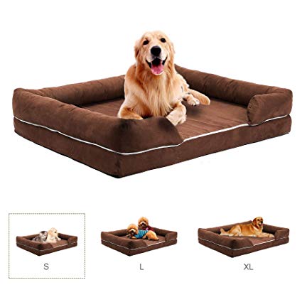 CO-Z Orthopedic Dog Sofa Bed Pet, Premium Memory Foam Dog Couch Bed, Comfortable Dog Lounge w/Removable Washable Cover (Small-27.2")