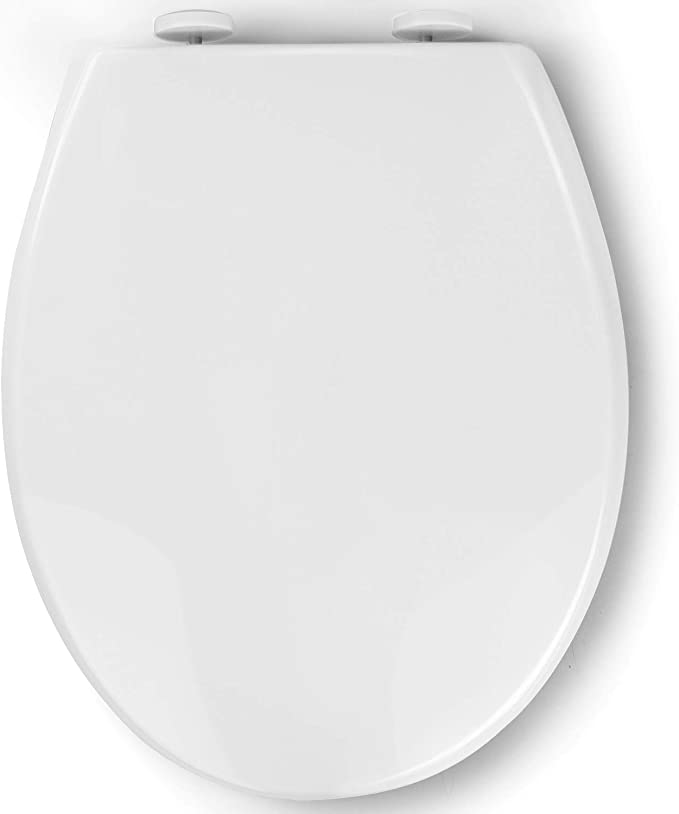 Pipishell Soft Close Toilet Seat, Toilet Seat with Quick Release for Easy Clean, Simple Top Fixing, Standard Toilet Seats White with Adjustable Hinges, O Shape Toilet Lid - Plastic Version