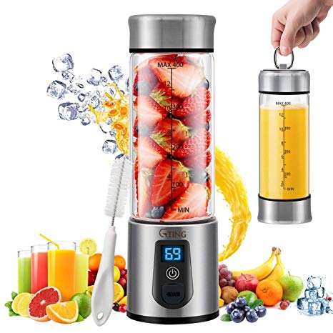 Portable Blender, G-TING Personal Smoothies Blender Cordless, Single Serve Mini Blender 450ml USB Rechargeable Small Juice Mixer 6 Blades Portable Juicer for Shakes, Smoothies, Home, Travel & Gym (FDA BPA Free)