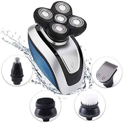 Electric Shaver Razor for Men Bald Head Shaver 5 in 1 Kit Hair Clippers Nose Hair Trimmer, Hair Razor for a Perfect Bald Look, Cordless and Waterproof Quick USB Rechargeable