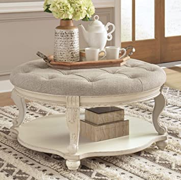 Signature Design by Ashley Realyn Ottoman Cocktail Table, White/Brown