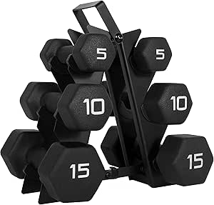 CAP Barbell 32 LB Set of Neoprene Dumbbells with Rack