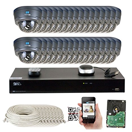 32 Channel H.265 4K NVR 4MP 1520p POE IP Camera System Wired, 32 x Varifocal Zoom 2.8-12mm Outdoor Indoor Security Camera - H.265 (Double recording data and enhance picture quality compared to H.264)