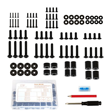 Mounting Dream Universal TV Mounting Hardware Pack 99pcs Fits All TVs up to 80 inches with Screwdriver, Pencil, Bubble Level, M4, M5, M6, M8 TV Screws Bolts Spacers and Washers Assortment Kit MD5756