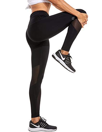 SYROKAN Women's High Waist Workout Pants Fitness Running Leggings with Pocket