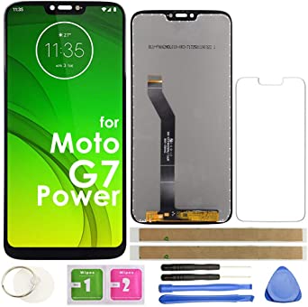 G7 Power LCD Screen Replacement Touch Display Digitizer Assembly 6.2" 157mm (Black) for Motorola Moto G7 Power XT1955-5 XT1955-6 6.2 inch with Repair tools and screen protector (US Version)