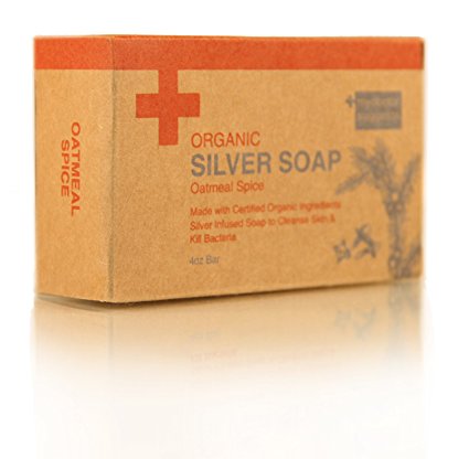 Organic Exfoliating Silver Soap - Made with Certified Organic Ingredients. Silver Infused Soap to Cleanse Skin & Kill Bacteria. Made with Real Oatmeal 4oz Bar