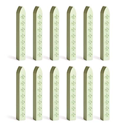 UNIQOOO Arts & Crafts Pack of 12 Matt Teal Mint Green Sealing Wax Sticks for Wax Seal Stamp (Non-Wick)，Great for Embellishment of Cards Envelopes, Wedding Invitations, Wine Packages