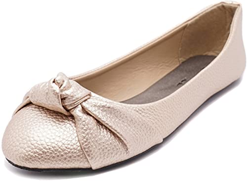 Women's Knotted Front Canvas Round Toe Ballet Flats-Comfortable Cute Dress Flats