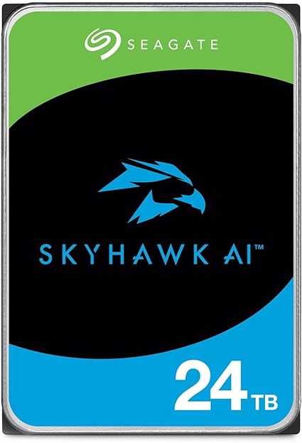 Seagate Skyhawk AI 24TB Video Internal Hard Drive HDD – 3.5 Inch SATA 6Gb/s 512MB Cache for DVR NVR Security Camera System with in-House Rescue Services (ST24000VE002)