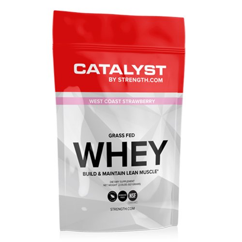 ALL NATURAL 100% Grass Fed Whey Protein, NSF Certified for Sport CATALYST by Strength, West Coast Strawberry (2.02 lbs) 100% Naturally Sweetened