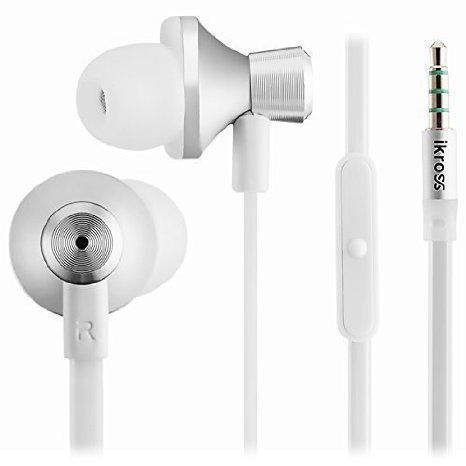iKross Premium Noise-Isolation Stereo In-Ear 35mm Earbuds Earphones with In-Line Remote Control and Mic Microphone for Apple iPhone 6s 6 Plus iPad Air 2 Mini iPod Samsung Galaxy Motorola HTC SONY LG Nokia Nexus Android Smartphones Tablets MP3 Players Computers Laptops and more Audio Devices - White IKHS10W