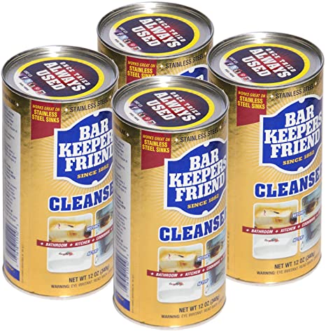 Bar Keepers Friend Powder Cleanser (12 oz) - Multipurpose Cleaner & Stain Remover - Bathroom, Kitchen & Outdoor Use - for Stainless Steel, Aluminum, Brass, Ceramic, Porcelain, Bronze and More (4)