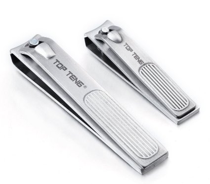 TOP TENG® Deluxe Brushed Stainless Steel Sharpest Nail Clipper Set in Gift Box | Fingernail   Thick Toenail Clippers | Perfect Nail Cutter for Men & Women - Makes a Great Gift