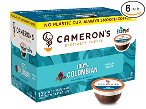 Cameron's Coffee Single Serve Pods, 100% Colombian, 12 Count (Pack of 6)