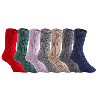 Lian LifeStyle Children 6 Pairs Wool Blend Crew Socks Random Color