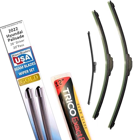 Beam Blade Wipers Replacement Set for 2022 Hyundai Palisade w/Rear - WiperBladesUSA Gold Beam Wiper Blades Wipers Set