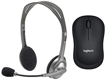 Logitech M221 Silent Wireless Mouse with Logitech H110 Stereo Headset