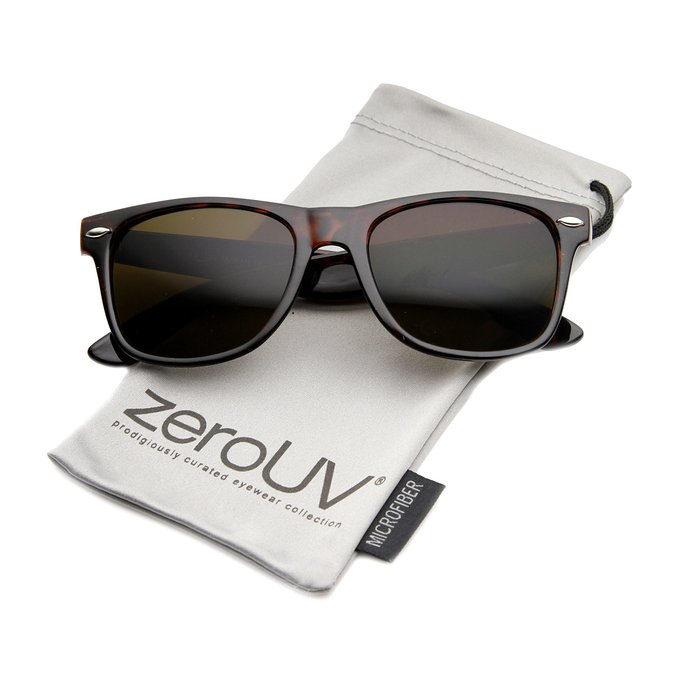 zeroUV - Matte Finish Color Mirror Lens Large Square Horn Rimmed Sunglasses 55mm
