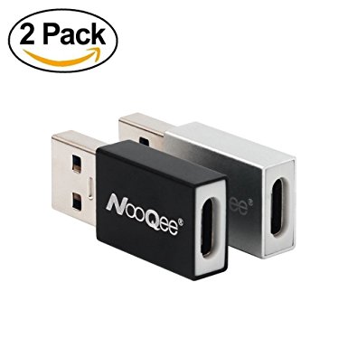Type C to USB 3.0 Adapter [ Pack of 2 ], NooQee USB 3.0 (Type-A) Male to USB-C (Type-C)Female Connector Converter Adapter For Tye-C Flash drive, USB-C to USB-C Cable and Type-C Devices-Silver & Black