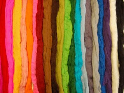 Merino Wool roving/Tops Sampler Set. A Rainbow Set of 20 Colours. Great for Wet Felting/Needle Felting, and Hand Spinning Projects. 120gm Pack