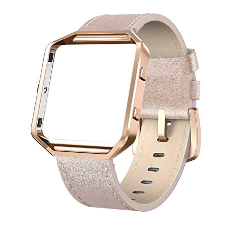 Yutior Fitbit Blaze Straps Leather Band Metal Frame Wrist Strap Small Large for Women Men