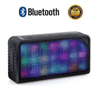 Bluetooth SpeakersURPOWER Hi-Fi Portable Wireless Stereo Speaker with 7 LED Visual Modes and Build-in Microphone Support Hands-free Function for iPhone 6s Plus6sSamsungTablets and More