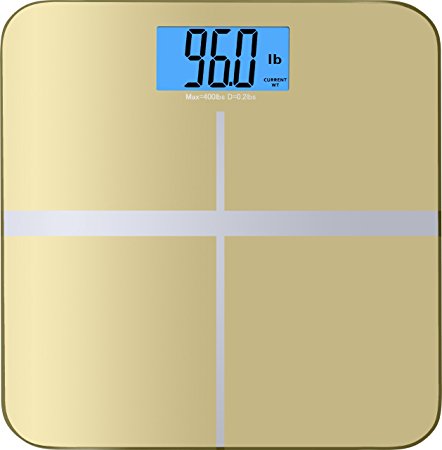 BalanceFrom High Accuracy Premium Digital Bathroom Scale with 3.6" Extra Large Dual Color Backlight Display and "Smart Step-On" Technology [NEWEST VERSION] (Gold)