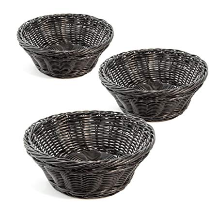 Colorbasket Hand Woven Waterproof Round Basket, Black