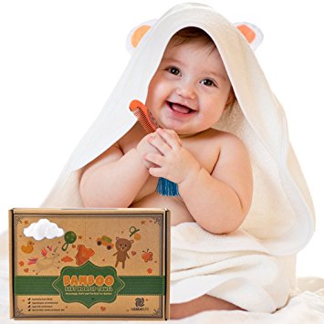 Baby Hooded Towel - Best Organic Bamboo Baby Hooded Towel - Extra Soft Baby Bamboo Hooded Towel Keeps Baby Dry and Warm - Eco-Friendly Baby Bath Towels with Hood