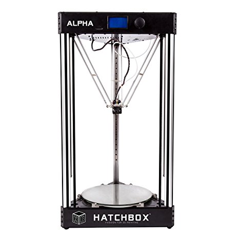 HATCHBOX 3D PTR-ALPHA Alpha 3D Printer, Fully Assembled, Heated Build Plate with Glass Bed and Automatic Leveling, Volume 300 mm Diameter x 330 mm Height, Print Resolution 50-400