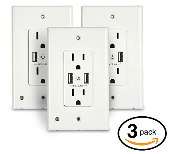 Solid Signal Wifi Smart Plug, 2 Outlets, 2 USB Ports, Night Light, 15A Tamper Resistant, Compatible with Alexa, Google Home, White (3 PACK)