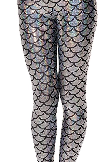 Alaroo Shiny Fish Scale Mermaid Leggings for Women Pants S-3XL