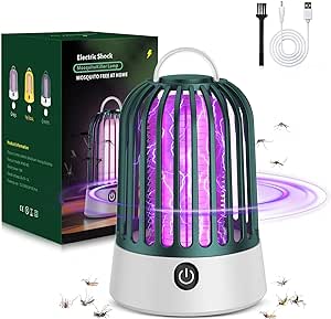 2 in 1 Bug Zapper Indoor Electronic Mosquito Zapper USB Rechargeable Mosquito Trap, Outdoor Fruit Flies Killer Indoor LED Lantern Light Fly Zapper for Home Kitchen Patio Backyard