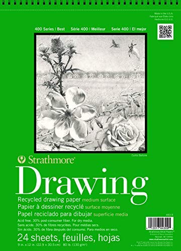 Strathmore 400 Series Recycled Drawing Pad, Medium Surface, 11"x14" Wire Bound, 24 Sheets