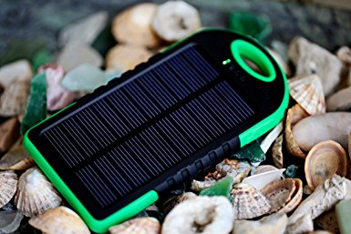 Portable Charger for iPhone, Cell Phones, iPads, Tablets, Camera 5000mah Battery Solar Power Bank Charges Two Devices with Usb Ports, Water-resistant, Dust-proof, and Shock-resistant (Green)