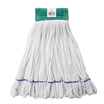 Rubbermaid Commercial Rough Floor Wet Mop, Large, 5-Inch Green Headband, White (FGT25500WH00)