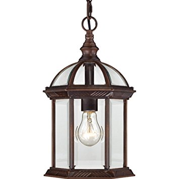 Nuvo Lighting 60/4978 Boxwood One Light Hanging Lantern 100 Watt A19 Max. Clear Beveled Glass Rustic Bronze Outdoor Fixture