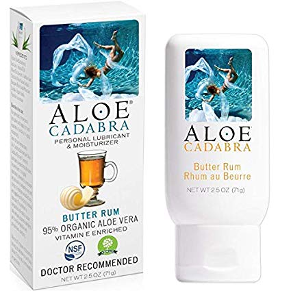Aloe Cadabra Personal Lubricant, Natural Butter Rum Flavored Lube for Sex, Oral, Women, Men & Couples, 2.5 Ounce