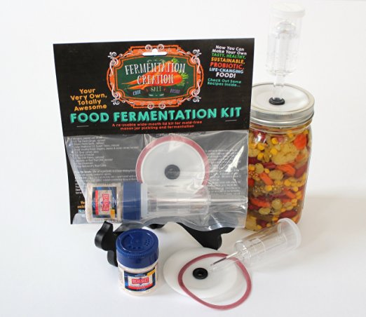 Fermentation Airlock Lid Kit for Mold-Free Wide Mouth Mason Jar Pickling and Fermenting- Make Your Own TASTY, HEALTHY, SUSTAINABLE, PROBIOTIC, LIFE-CHANGING FOOD AT HOME! By Fermentation Creation