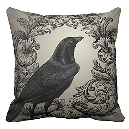 LINKWELL Modern Vintage Halloween Crow 18 x 18 Inches Pillow Case