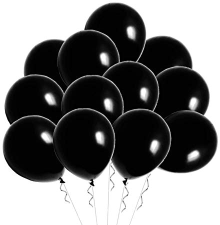 Elecrainbow 100 Pack 12 Inch 3.2 g/pc Thicken Round Pearlescent Latex Black Balloons for Party Decorations, Black