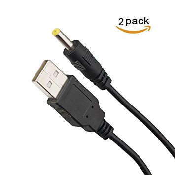 TENINYU USB 2.0 A Male to DC 4.0x1.7mm 5 Volt DC Barrel Jack Power Cable 4FT (Max 2.5 Ampere Power Cable, Center PIN Positive), 2Pack