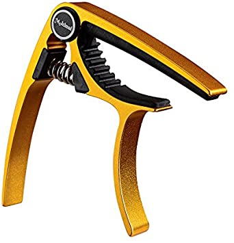 Aluminum Metal Universal Guitar Capo,Guitar Accessories,Guitar Clamp Suitable for Flat Fretboard Electric and Acoustic Guitar - Single-handed Trigger Style Guitar Capo (Gold)
