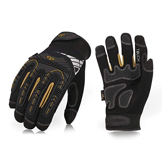 Vgo High Dexterity Heavy Duty Mechanic Glove,Rigger Glove, Anti-vibration, Anti-abrasion,Touchscreen (1Pair, Size S, Black, SL8849)