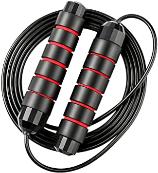 HiGoing Jump Rope, Durable Tangle-Free Adjustable Speed Steel Sports Jumping Rope with Ball Bearings and 6" Anti-Slip Memory Foam Handles for Men/ Women and Kids, Fitness, Workout, Crossfit Training, Boxing