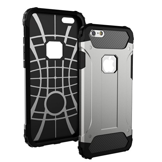 Wotmic iPhone 6 Plus iPhone 6s Plus Case Dual Layers Protection Shockproof Anti-Scratch Cases Dustproof 5.5" Silver Gray
