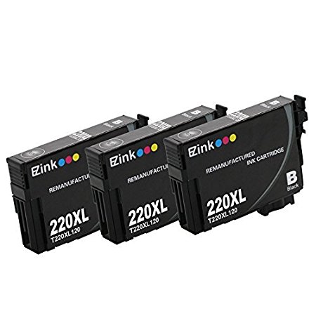 E-Z Ink (TM) Remanufactured Ink Cartridge Replacement for Epson 220XL 220 XL T220XL120 High Capacity (3 Black) Compatible with Expression XP-320 XP-420 XP-424 WorkForce WF-2630 WF-2650 WF-2660