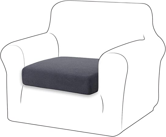 TIANSHU High Stretch Armchair Cushion Cover, 1-Piece Jacquard Sofa Cushion Slipcover for Armchair, Durable Cushion Protector Furniture Cover Sofa Seat Cover for Chair (Small, Gray)